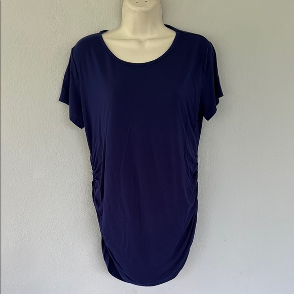 Smallshow maternity dark blue short sleeve scoop neck tee size large - Picture 2 of 11